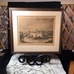 Vintage Equestrian Art Print in vintage Wooden Frame